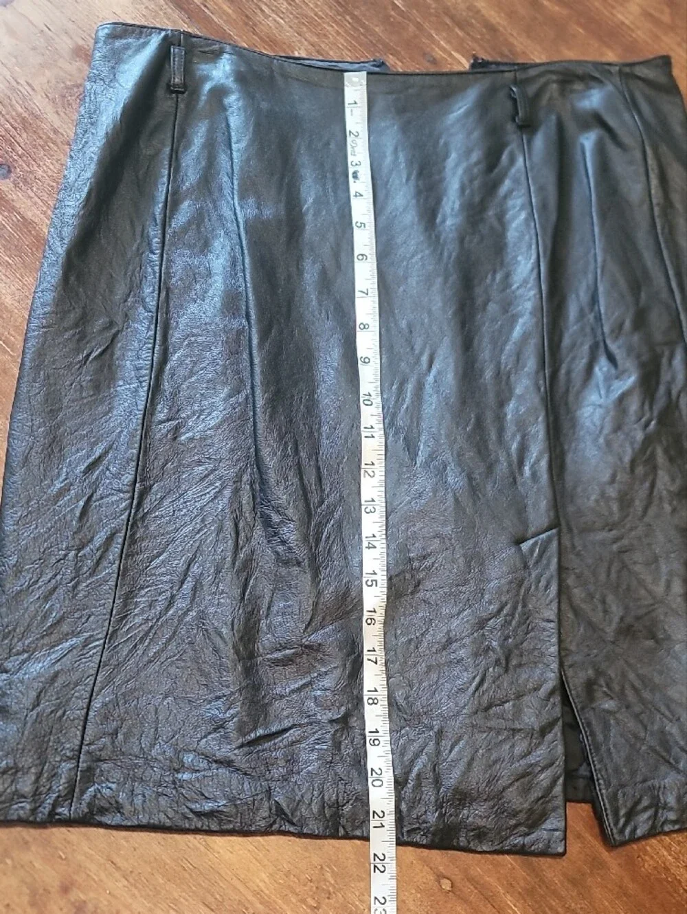 LOFT Black Leather Pencil Skirt with Front Slit